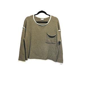 Blu Pepper Olive Sweater with White Trim